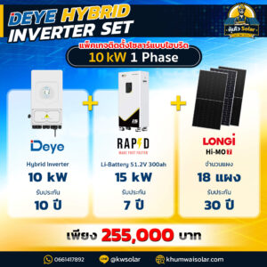 Deye hybrid inverter set [RAPD]-10kw 1P batt300ah
