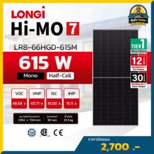แผงโซล่าเซลล์ Longhi 615w_LR8-66HGD-615M