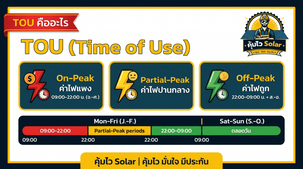 TOU และ TOD คืออะไร? ทำความเข้าใจพื้นฐาน - คุ้มไว Solar
