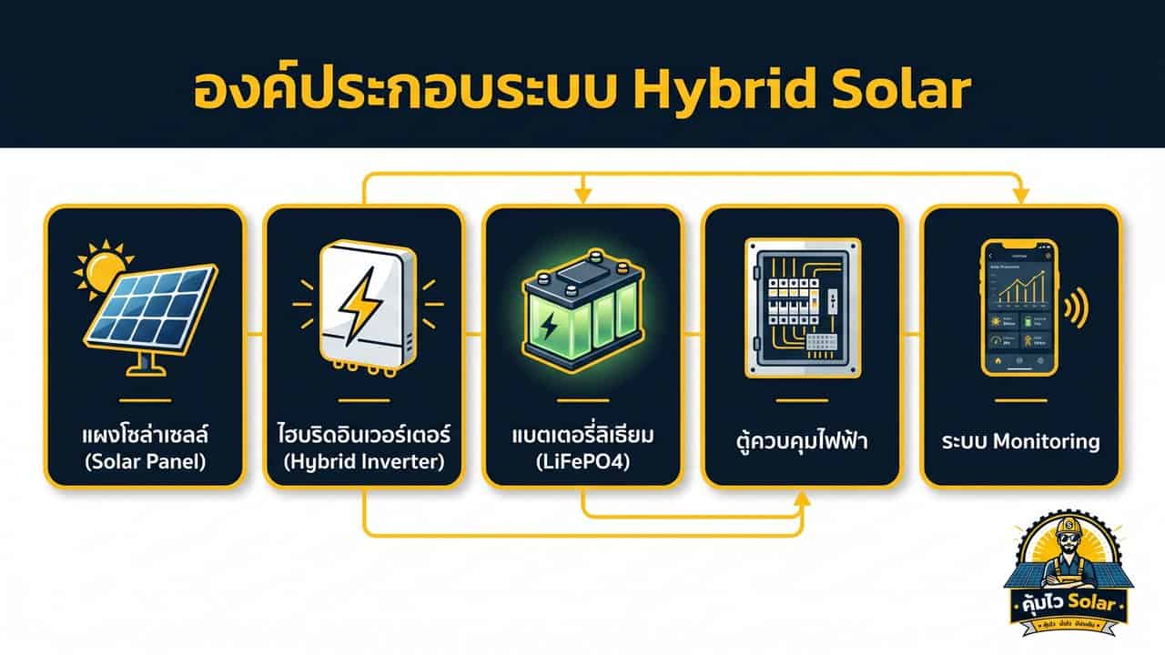 อุปกรณ์ 5 ชิ้นในระบบ Hybrid Solar