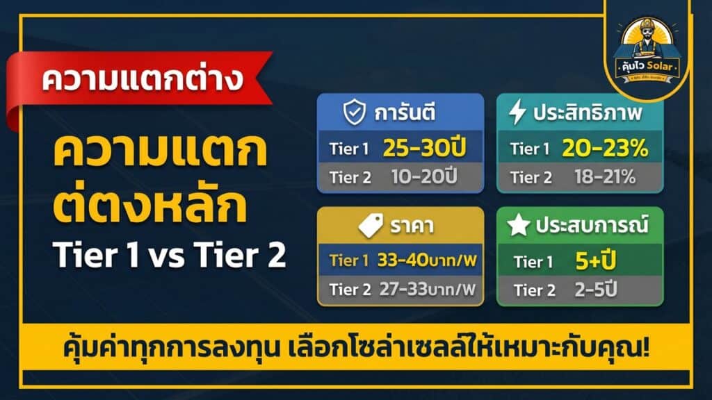 แผงโซล่าเซลล์ Tier 1 vs Tier 2 2026: คุณภาพต่างกันไหม?