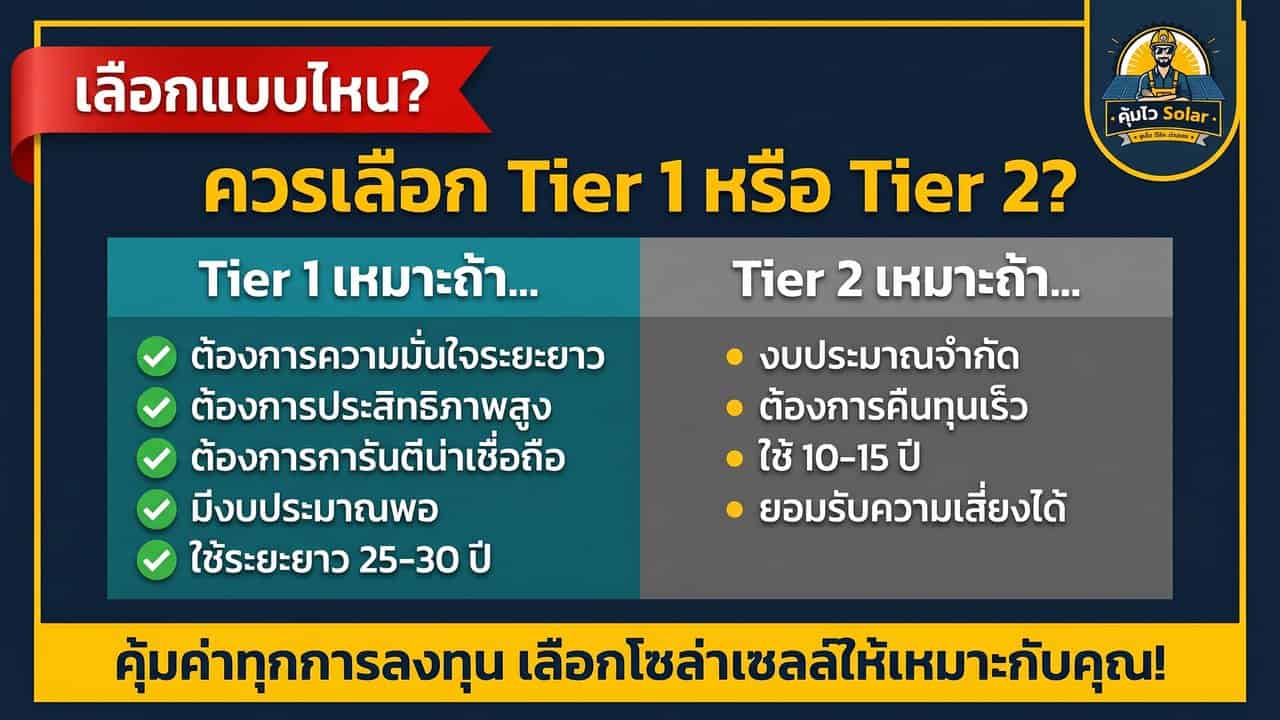 ควรเลือก Tier 1 หรือ Tier 2 แผงโซล่าเซลล์