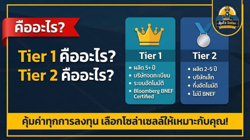 แผงโซล่าเซลล์ Tier 1 vs Tier 2 2026: คุณภาพต่างกันไหม?