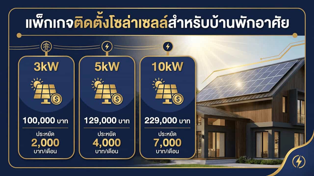 แพคเกจติดตั้งโซล่าเซลล์บ้านพักอาศัย