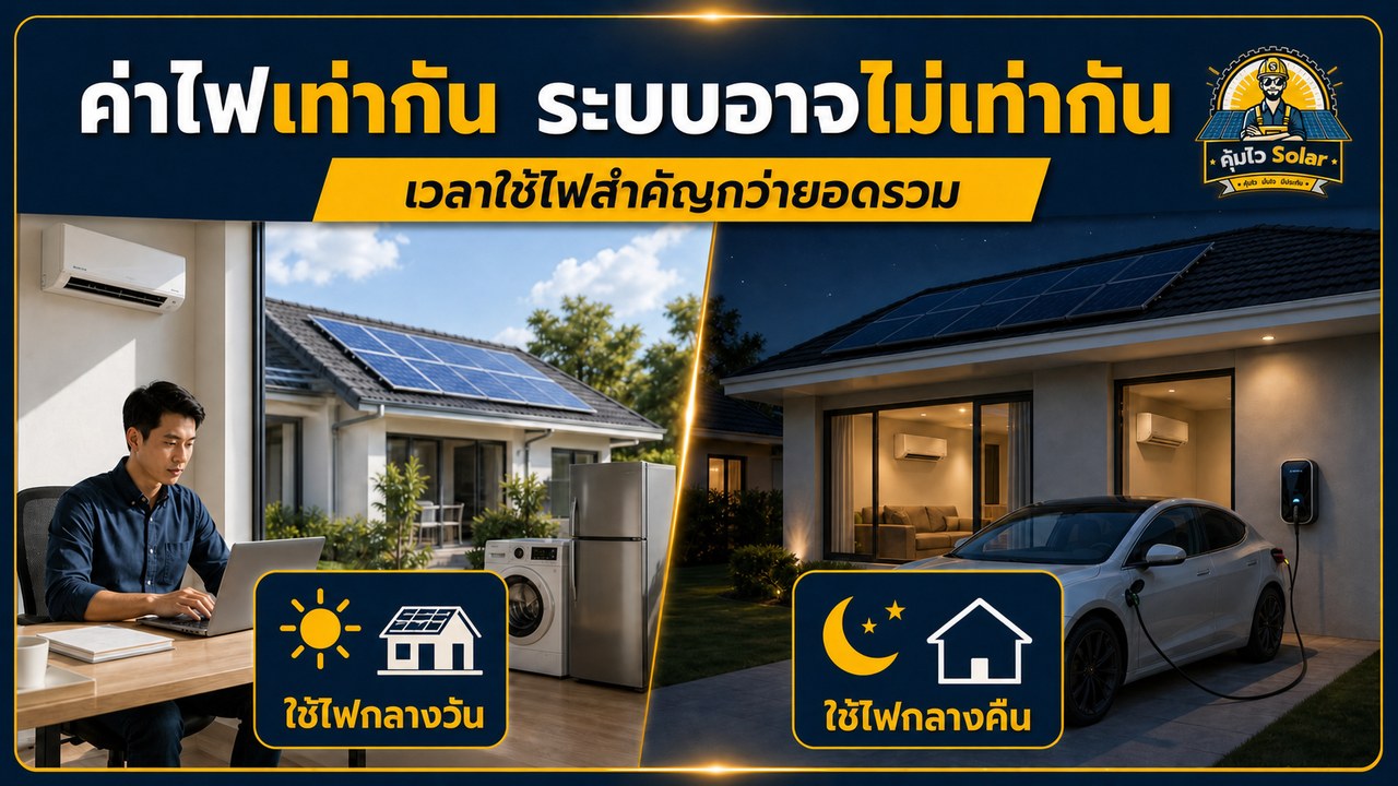 เปรียบเทียบบ้านที่ใช้ไฟกลางวันกับบ้านที่ใช้ไฟกลางคืนแม้มีบิลใกล้เคียงกัน