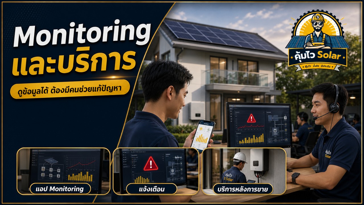 เจ้าของบ้านดูแอป Monitoring อินเวอร์เตอร์และทีมบริการตรวจระบบจากระยะไกล