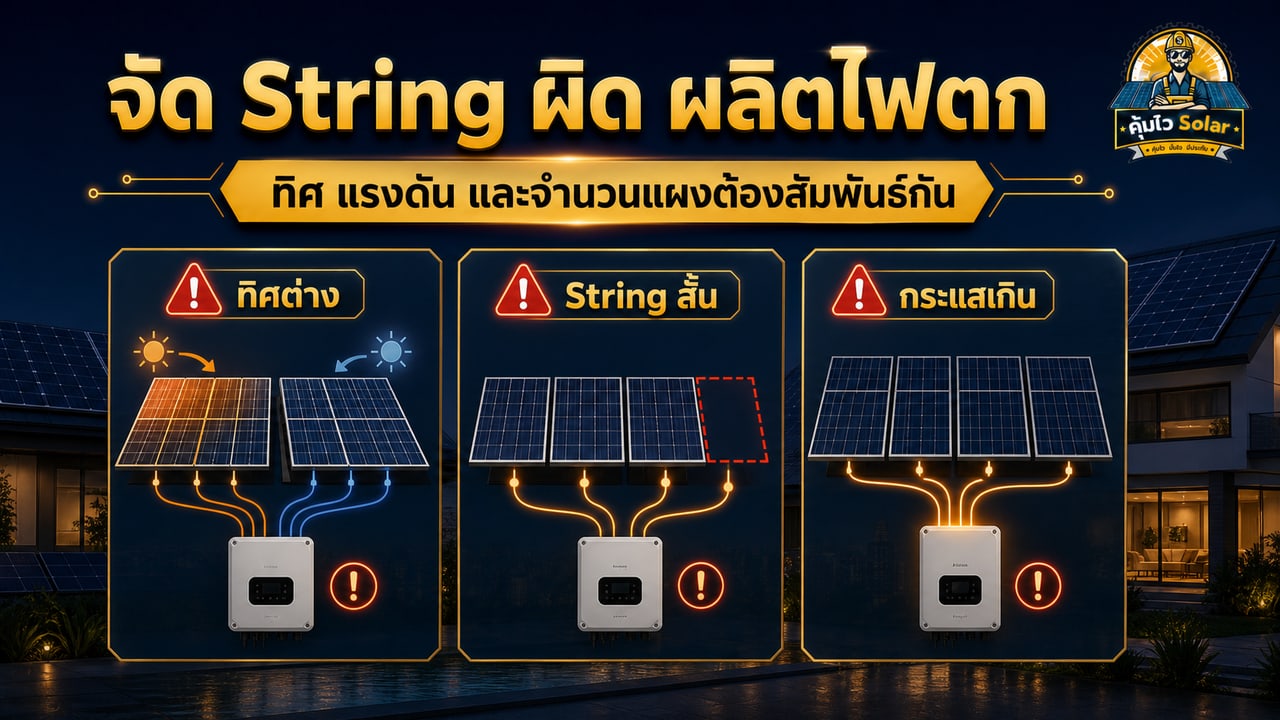 ข้อผิดพลาดการจัด String แผงโซลาร์เซลล์กับ MPPT ที่ทำให้ผลิตไฟไม่เต็มที่