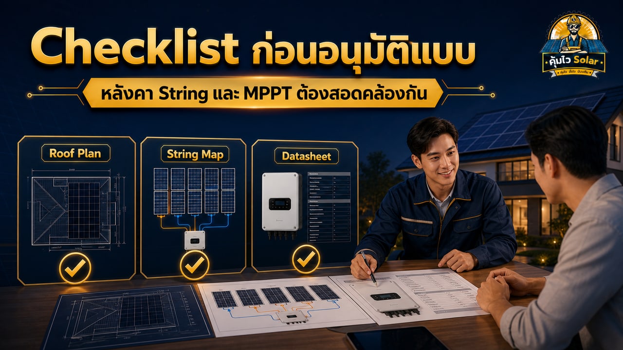 Checklist ตรวจแบบหลังคา String และ MPPT ก่อนเลือกอินเวอร์เตอร์โซลาร์เซลล์