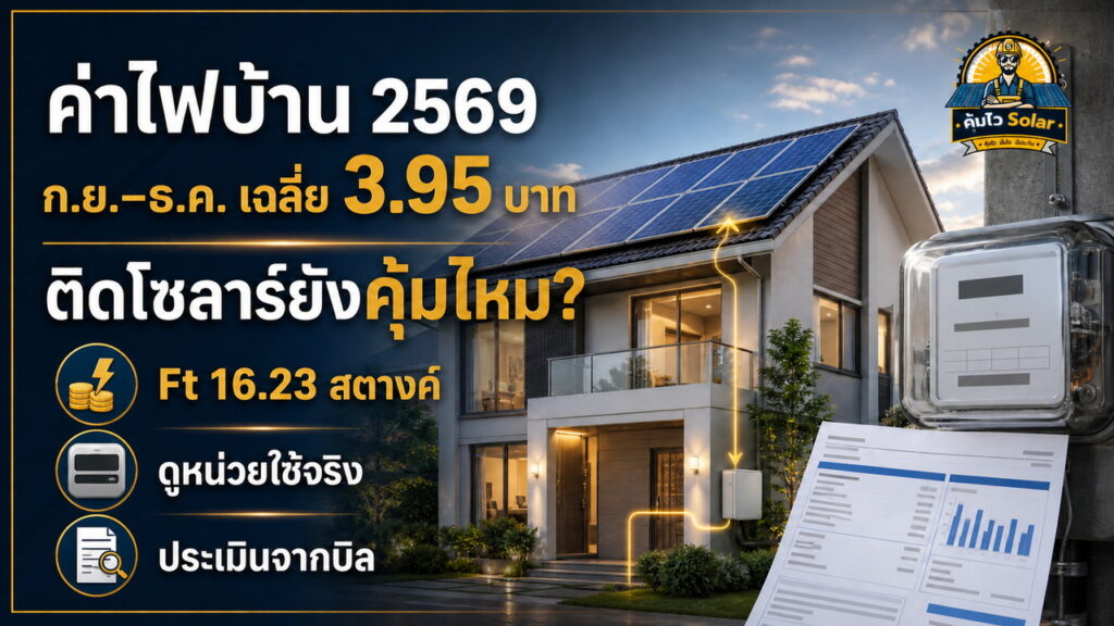 ค่าไฟบ้านปี 2569 งวดกันยายนถึงธันวาคมและการประเมินความคุ้มค่าโซลาร์