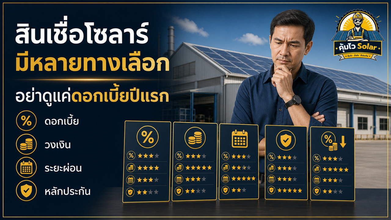 ตารางเปรียบเทียบแหล่งสินเชื่อโซลาร์เซลล์โรงงานปี 2569