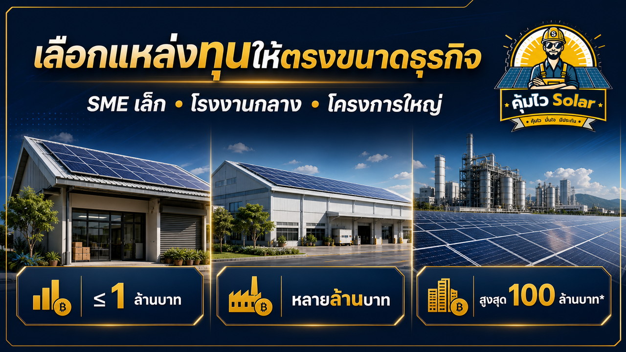 เลือกสินเชื่อโซลาร์เซลล์ตามขนาดกิจการและมูลค่าโครงการ