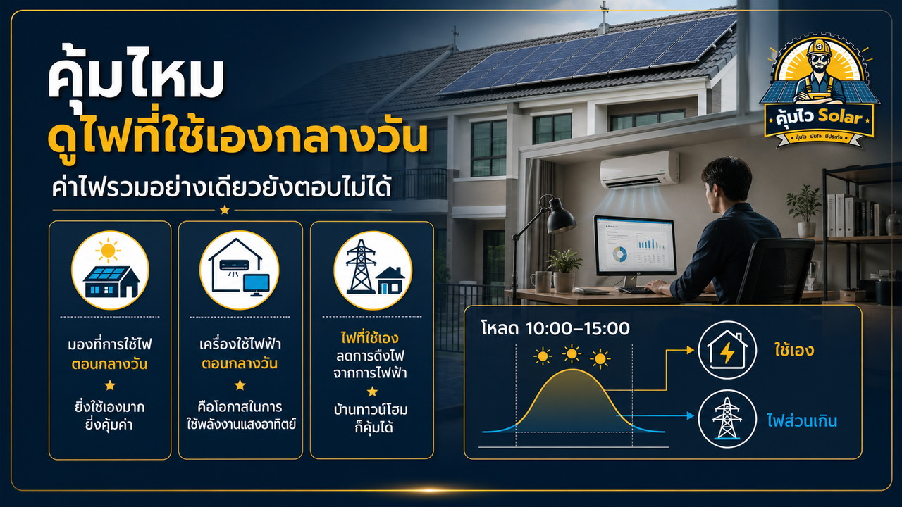 ความคุ้มค่าของโซลาร์ทาวน์โฮมขึ้นกับสัดส่วนการใช้ไฟกลางวัน