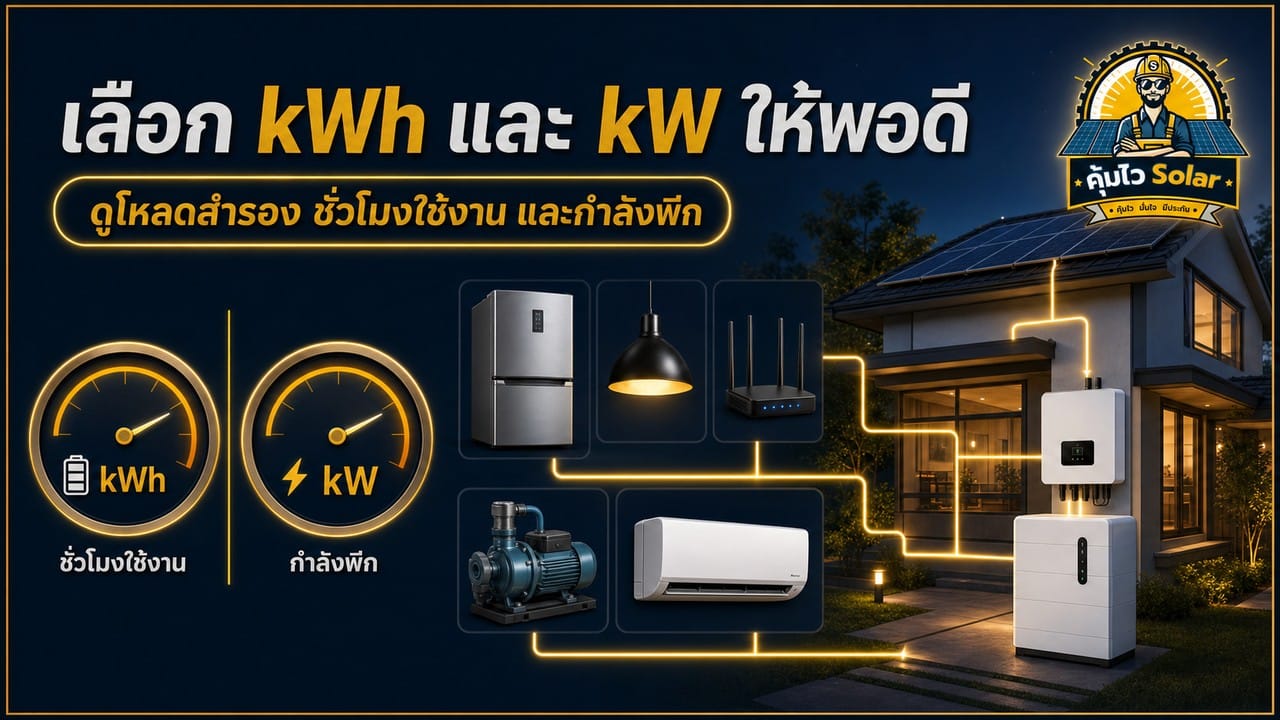 เลือกความจุ kWh และกำลัง kW สำหรับโหลดสำรอง