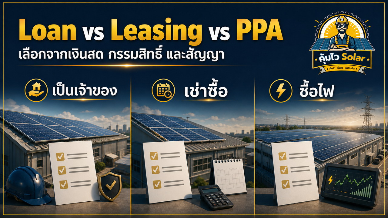 เปรียบเทียบเงินกู้ ลิสซิ่ง และ Solar PPA สำหรับโรงงาน