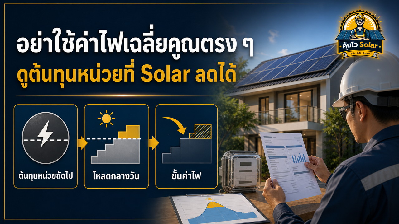 การคำนวณต้นทุนหน่วยไฟถัดไป โหลดกลางวัน และขั้นค่าไฟสำหรับประเมินโซลาร์