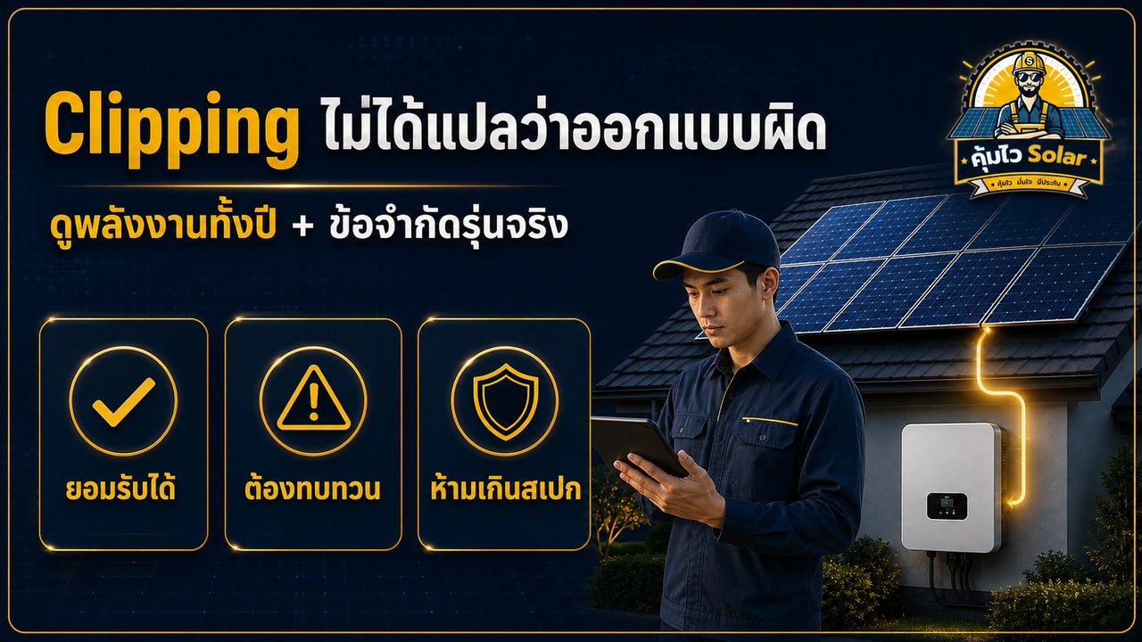ตารางแยก Inverter Clipping ที่อาจยอมรับได้กับกรณีที่ต้องทบทวนแบบ