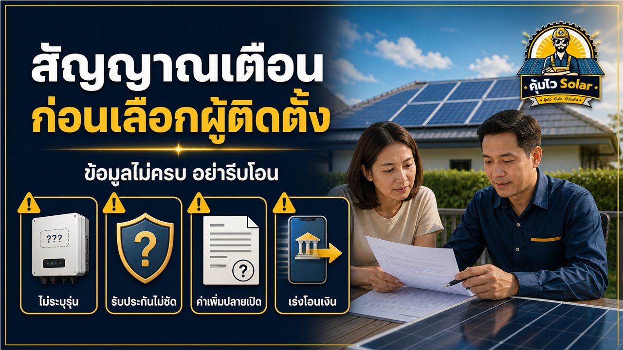 สัญญาณเตือนในใบเสนอราคาโซล่าเซลล์ เช่น ไม่ระบุรุ่นและค่าใช้จ่ายไม่ชัดเจน