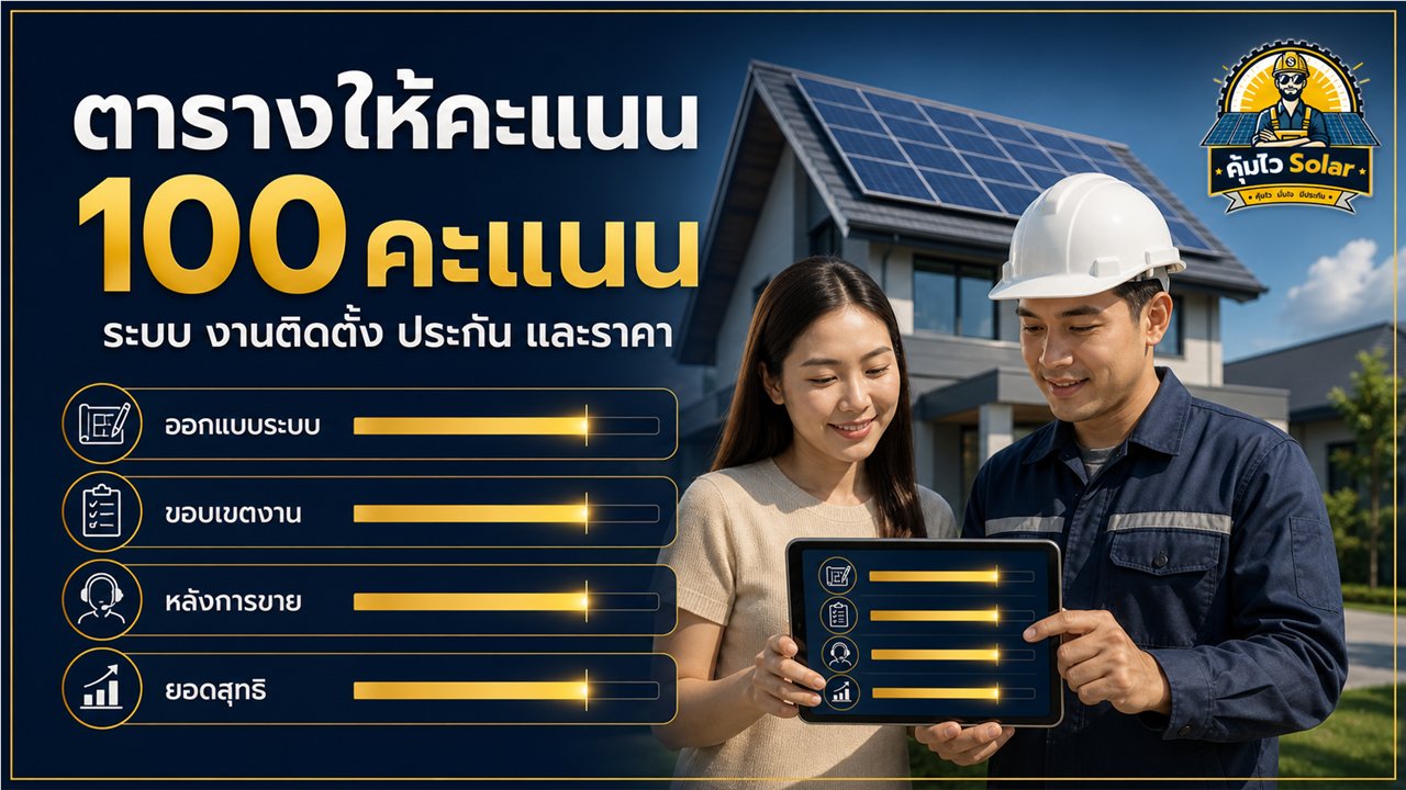 ตารางให้คะแนนใบเสนอราคาโซล่าเซลล์ด้านระบบ งานติดตั้ง ประกัน และราคา