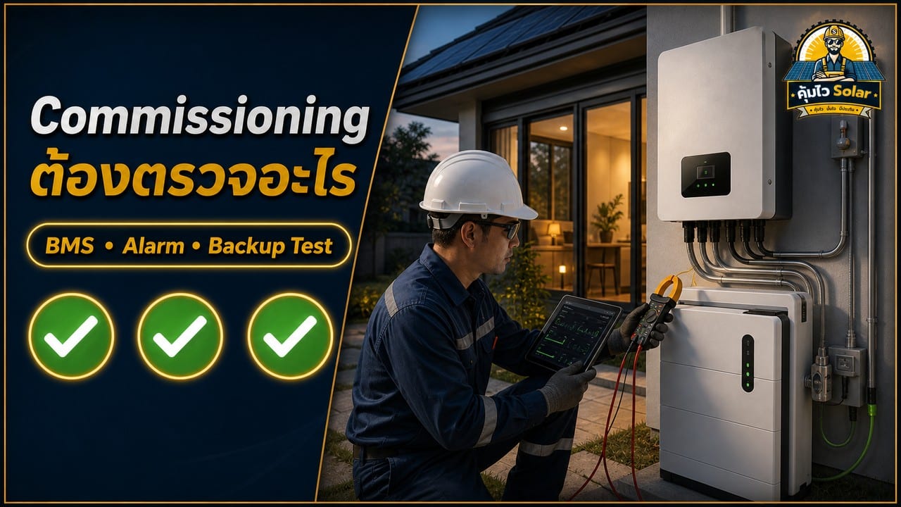 ช่างตรวจ BMS Alarm และ Backup Test ตอน Commissioning ระบบแบตเตอรี่