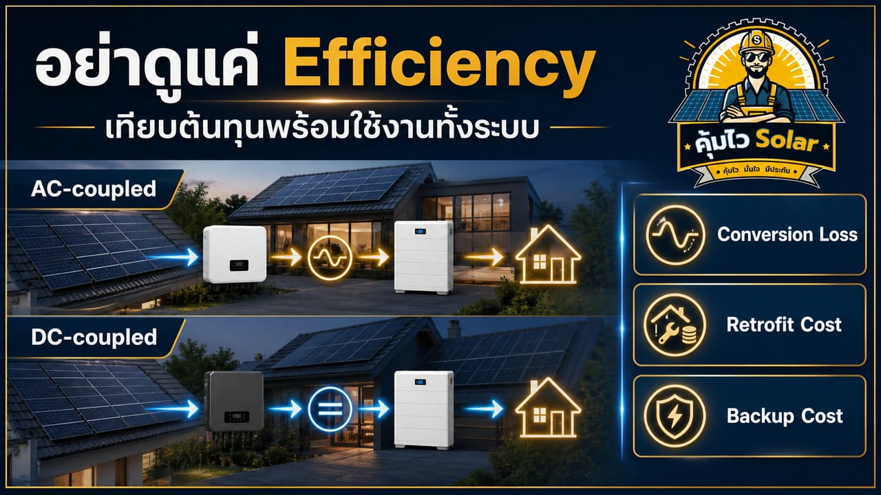 เปรียบเทียบประสิทธิภาพและต้นทุนรวมของระบบแบตเตอรี่ AC-Coupled กับ DC-Coupled