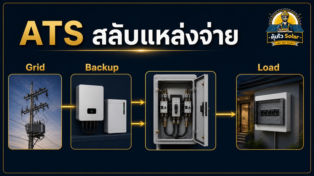 ATS สลับโหลดระหว่าง Grid กับแหล่งสำรองของระบบ Hybrid Solar