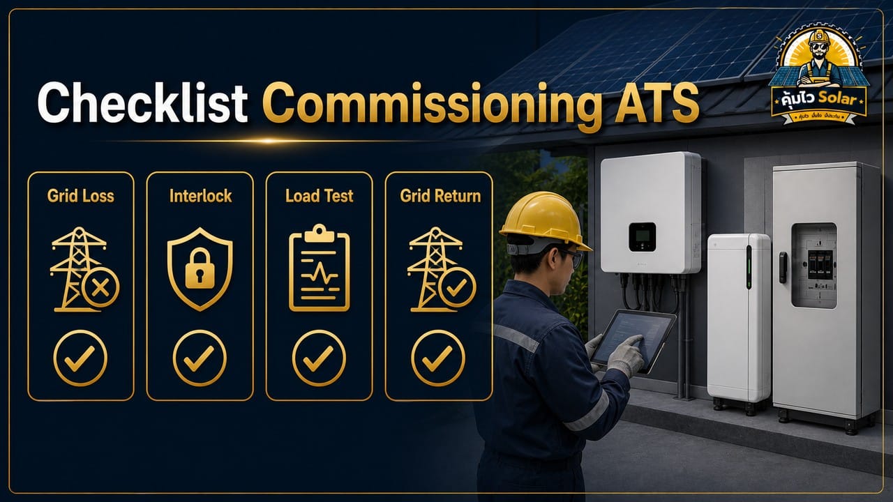 ช่างทดสอบ ATS Grid Backup Panel และโหลดสำรองตอน Commissioning