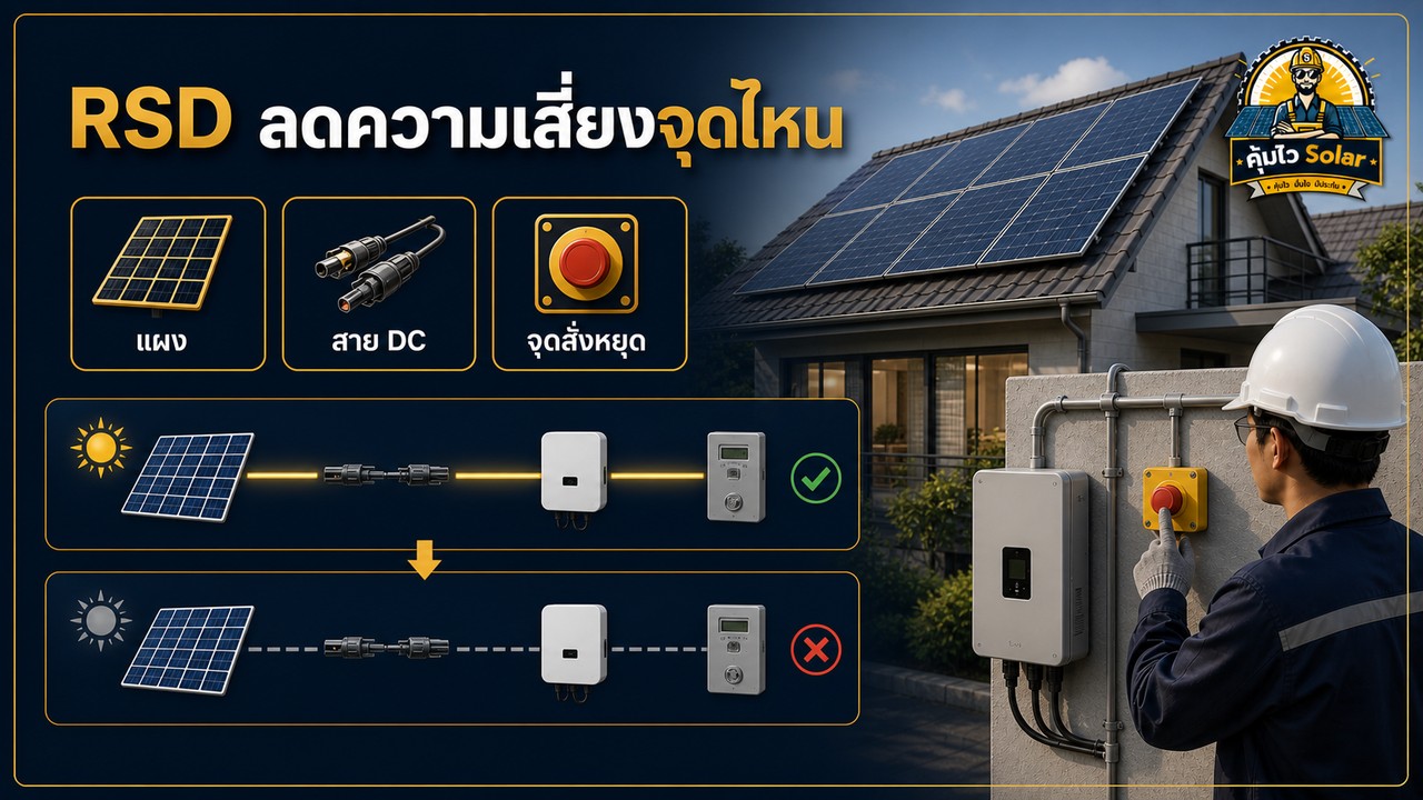 แผนภาพ Rapid Shutdown ลดแรงดันฝั่งแผงโซลาร์เซลล์เมื่อสั่งหยุดระบบ