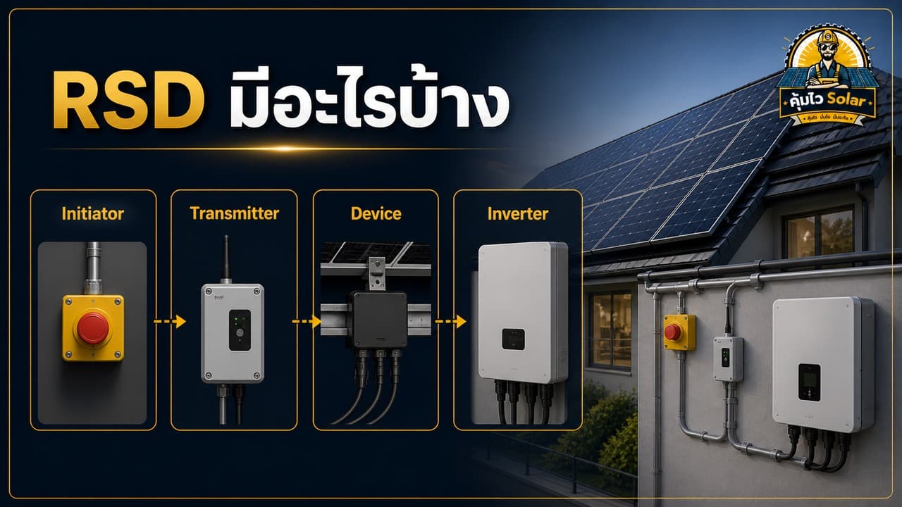 ส่วนประกอบ Rapid Shutdown ได้แก่ Initiator Transmitter Device ระดับแผงและอินเวอร์เตอร์