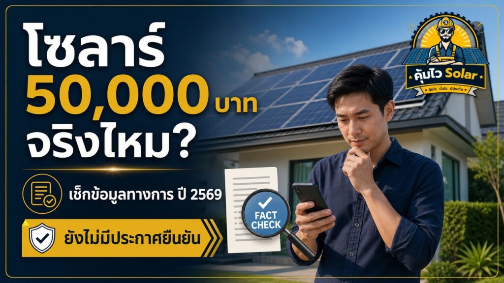 ตรวจสอบข่าวเงินอุดหนุนโซลาร์ 50,000 บาทจากข้อมูลทางการปี 2569