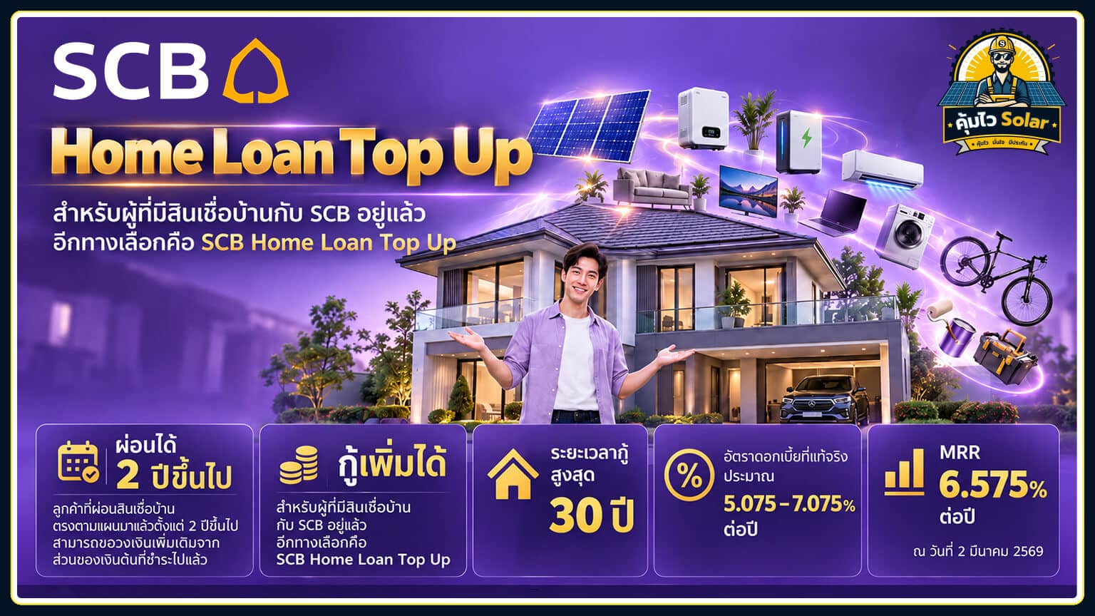 สินเชื่อติดโซล่าเซลล์ SCB home loan top up