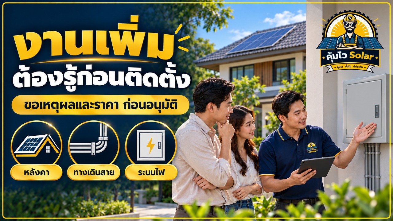 จุดที่อาจเพิ่มงบโซลาร์จากผลสำรวจ ได้แก่ หลังคา ทางเดินสาย และระบบไฟบ้าน