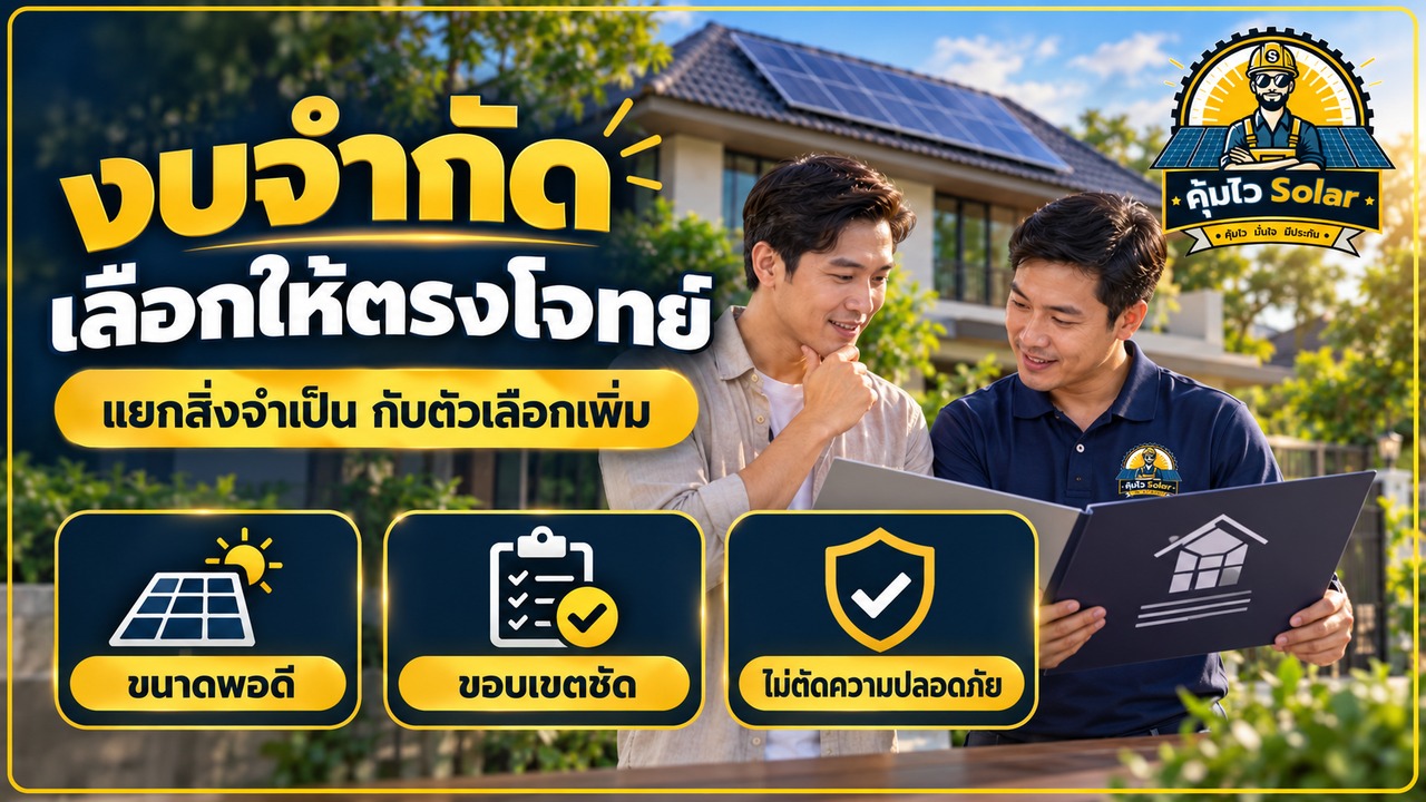 เจ้าของบ้านเปรียบเทียบทางเลือกโซลาร์ตามงบ โดยคงงานและอุปกรณ์จำเป็นตามแบบ